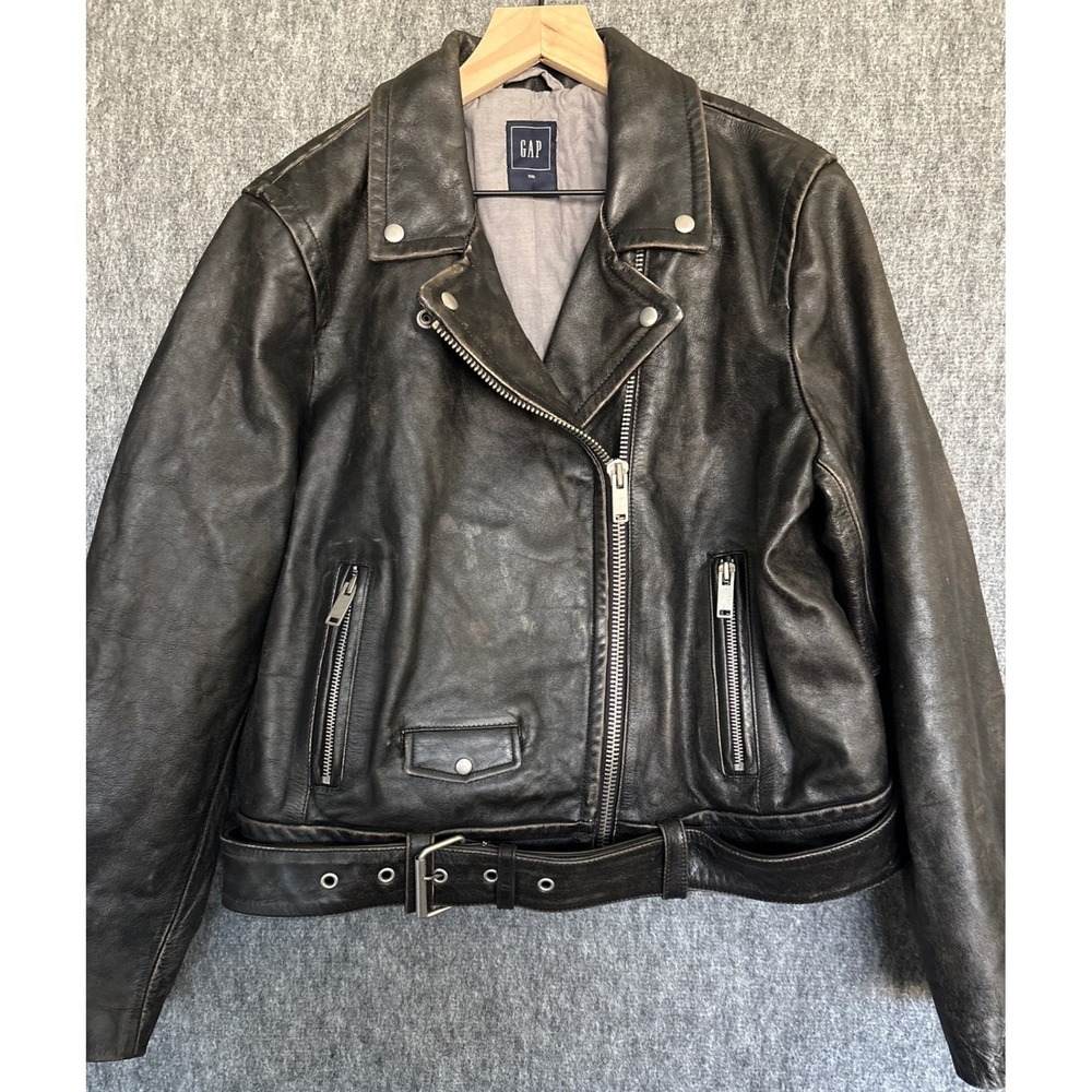 GAP Black Leather Moto Jacket